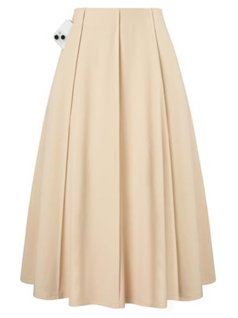 Women's Pleated Midi High Waisted Flared A Line Skirt with Pockets